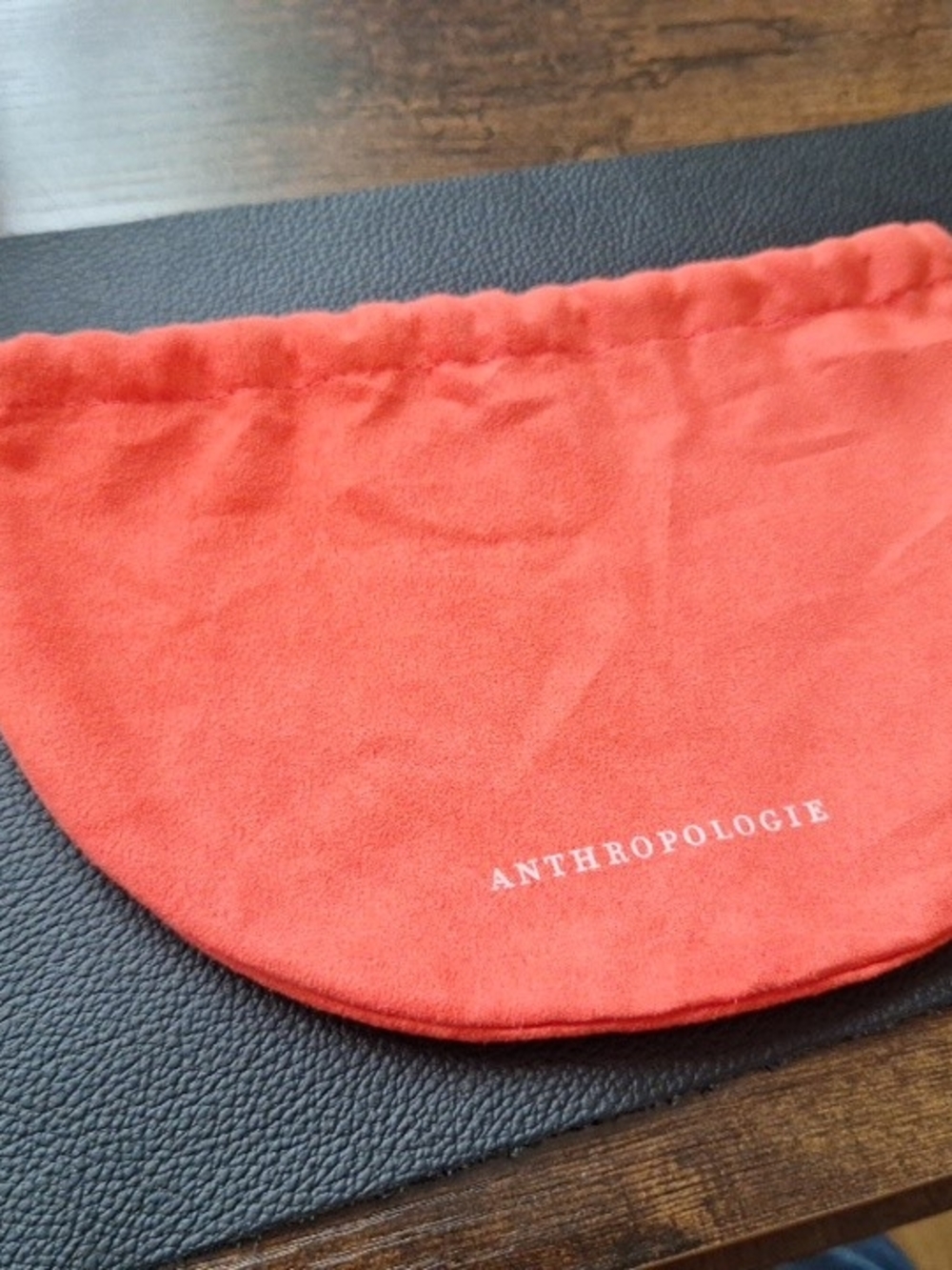 Anthropologie Coral Velvet Drawstring Pouch